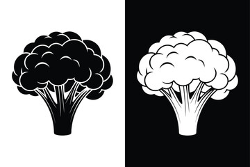 Flat Style Broccoli Icon. Minimalist Vegetable Silhouette Illustration
