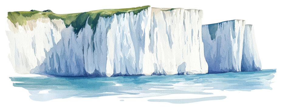 PNG White cliff of dover illustration watercolor nature.