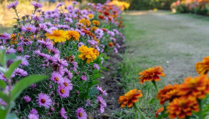 Obraz premium Vibrant End-of-Summer Flower Garden
