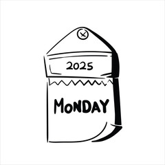 Lineart Calendar Vector Illustration Minimalist Lineart Style