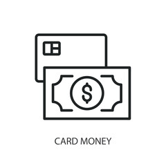Card money thin line vector icons.