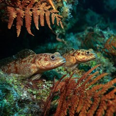Colorful Fish Among Vibrant Seaweed in Coral Reef Environment