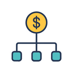 Hierarchy with dollar icon representing financial structure and investment organization symbol design

