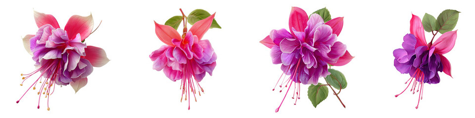 Fuchsia flower isolated on transparent background.
