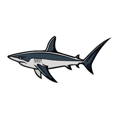 Naklejka premium Dynamic Blue-Grey Shark Mascot Illustration in a Sleek, Powerful Swimming Pose