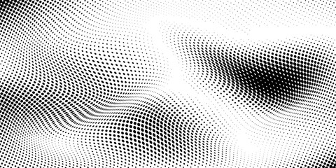 Halftone gradient. Dotted gradient, smooth dots spraying and halftones dot background seamless horizontal geometric pattern vector template set.