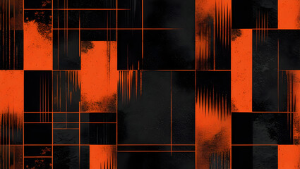  Abstract black and orange texture with vertical and horizontal lines 