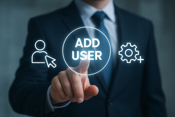 ADD USER. Add user business technology web concept.new concept