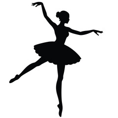 Silhouette of a graceful ballet dancer in a tutu vector © Shamima