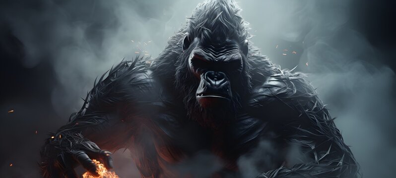 demonic gorilla Wireframe,creative commons attribution, generative AI