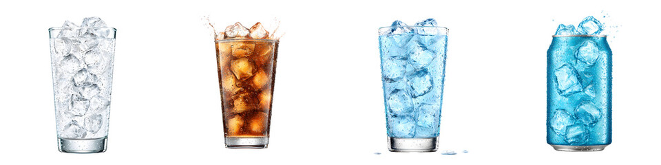 Refreshing Drinks: Ice Cold Beverages in Glassware and Can