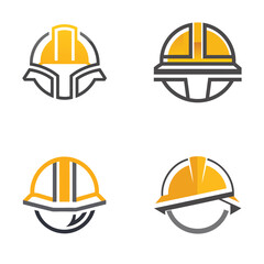 Vector art of collection of safety helmets for construction isolated on white background