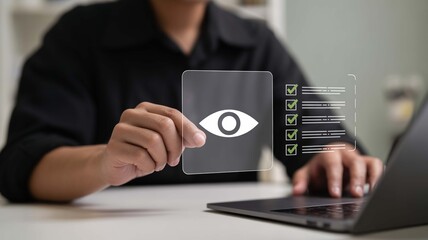 Empowering seamless data visibility A modern professional ensures accuracy and compliance with innovative checklist