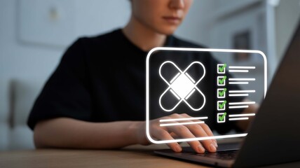 Streamlining cybersecurity vulnerability management with integrated patching workflow on laptop showing a minimalist UI