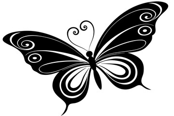Vector art of silhouette of  black and white butterfly