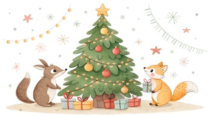 christmas card with deer
