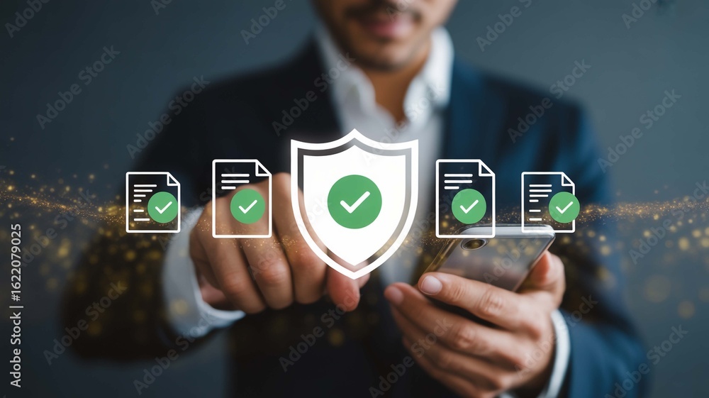 Poster securely accessing important documents on your phone ensuring data protection and confidentiality wi
