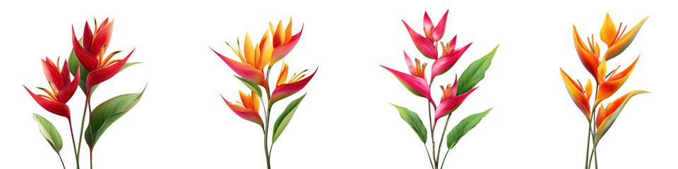 Heliconia flower isolated on transparent background.