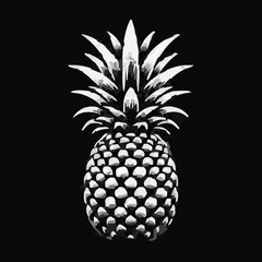 Obraz premium Pineapple silhouette in bold black and white vector