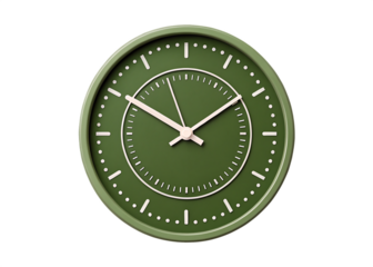 Vintage olive green wall clock with white hands and markers