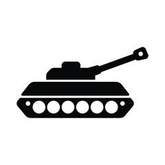 Obraz premium Military Tank Glyph Icon, Armored Vehicle for War and Defense Combat Symbol