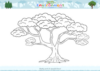 Lets color it Tree I love environment for kids activity 9