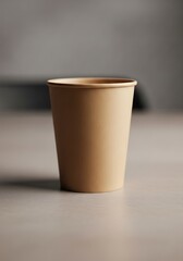 Minimalist kraft paper cup still life showcasing sustainability and simplicity of design