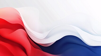 Abstract Red White Blue Flowing Fabric Waves Background