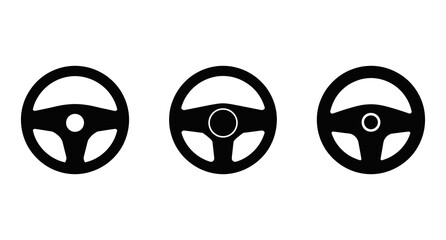 A black steering wheel with a hole in the center set