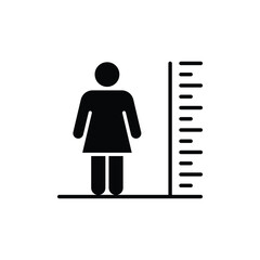 Tall Woman Glyph Icon, Female Height Measurement and Body Scale Symbol