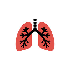 A red and black lungs icon vector