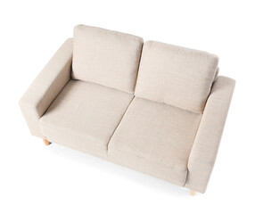 Modern beige sofa isolated on white background