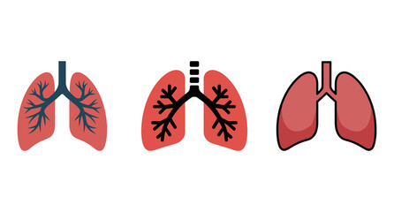 A red and black lungs icon vector set