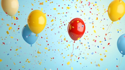 Colorful Balloons and Confetti Celebrating Festive Event