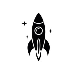 A black and white rocket icon vector