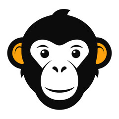 Monkey head vector silhouette illustration isolated on white background