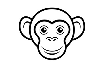 line art Monkey head vector silhouette illustration isolated on white background