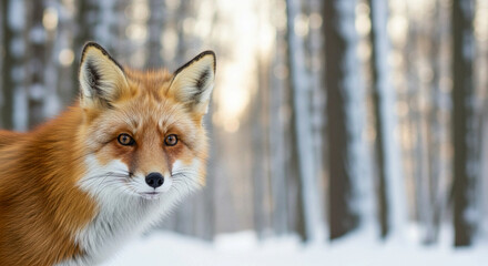 Fototapeta premium red fox in snow