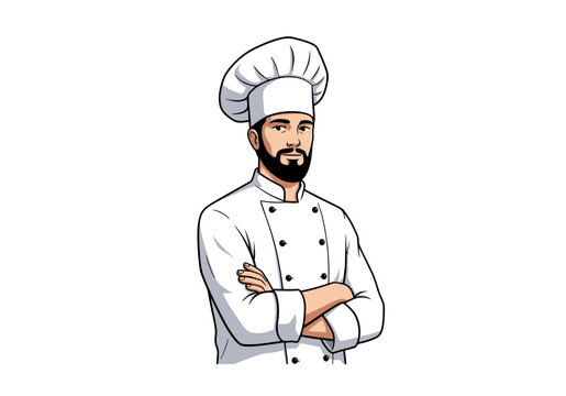 Confident professional chef with folded arms ready to create delicious meals in a modern restaurant kitchen