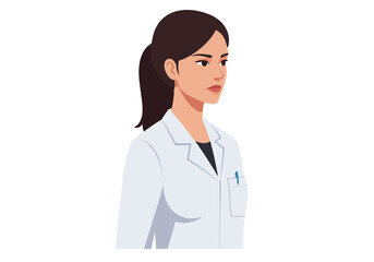 Fototapeta premium Confident young doctor wearing lab coat ready to help patients in medical clinic setting