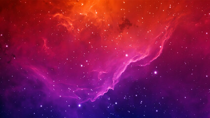 Cosmic Nebula: Vibrant Pink and Orange Hues, Starry Night Sky Background, Dreamy Space Scene, Abstract Celestial Art.