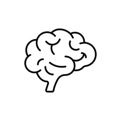 Brain Icon, Human Intelligence Symbol, Medical Nervous System Illustration, Anatomy and Neurology. Thin line.