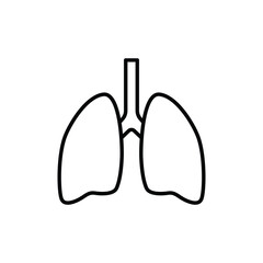 Lungs Icon, Human Respiratory Organ, Simple Outline Style, Thin Line Pulmonology Symbol.