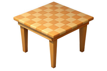 Wooden chessboard table isolated on transparent background