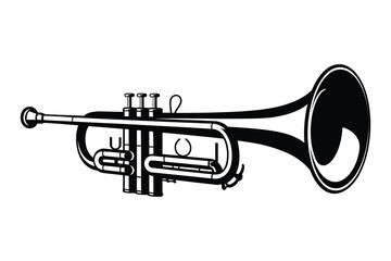 Trumpet silhouette line art vector