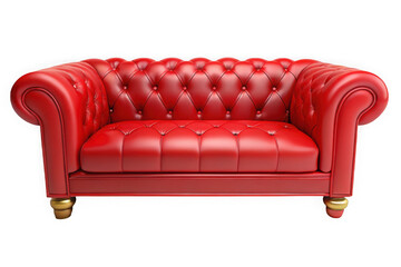Red chesterfield armchair isolated on transparent background