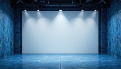 Empty Stage with Bright Spotlights and Modern Industrial Background for Presentations and Events