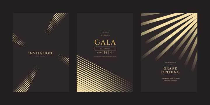 Elegant Gold Line Invitation Templates  2025 Gala  Grand Opening