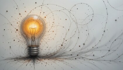 Creative Light Bulb Concept Illustration with Abstract Network Design for Innovation, Creativity, and Technology Themes
