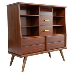 Vintage wooden cabinet isolated on transparent background